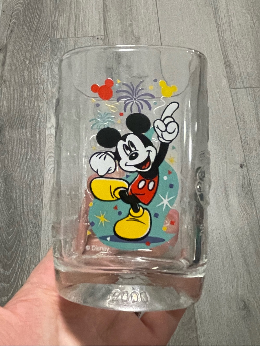 Mickey Mouse Magic Kingdom Walt Disney World Square Glass Cup 2000 McDonalds